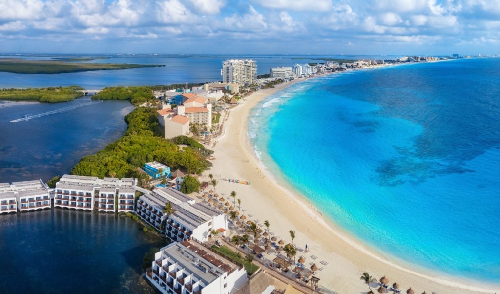 Cancun beach with boat